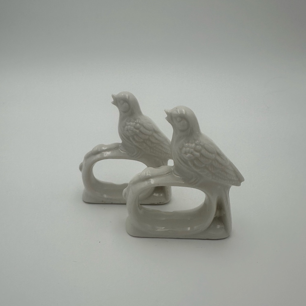 2 Vintage Ceramic Bird Napkin Rings